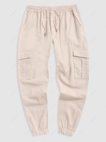 Pantalon Cargo en Couleur Unie à Pieds Etroits avec Poche à Cordon Xs Café lumière
