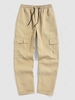 Pantalon Cargo en Couleur Unie avec Multi-poches Design M Champagne