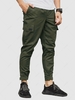Pantalon Cargo en Couleur Unie Bouton Au Crochet à Jambe Large S Vert profond