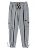 Pantalon Cargo Fuselé Lettre Applique à Cordon M Gris clair