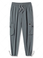 Pantalon Cargo Fuselé Lettre Applique à Cordon M Gris foncé