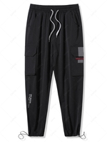 Pantalon Cargo Graphique Texte Imprimé Brodé Xs Noir