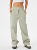 Pantalon Cargo Jambe Large en Couleur Unie L Gris clair