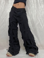Pantalon Cargo Jointif Parachute à Jambe Large L Noir