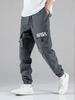 Pantalon Cargo Lettre Graphique à Pieds Etroits avec Multi-Poches à Cordon L Gris foncé