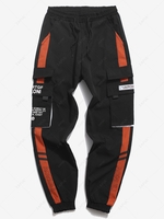 Pantalon Cargo Lettre Graphique avec Poche à Cordon M Rouge