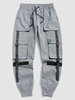 Pantalon Cargo Patch Contrasté Vêtement Technique Streetwear L Gris clair