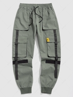 Pantalon Cargo Patch Contrasté Vêtement Technique Streetwear M Vert armée