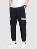 Pantalon Cargo Rayé Réfléchissant Design Patch avec Multi-Poches M Noir
