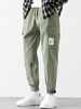 Pantalon Cargo Rebord Design Lettre Brodée Zippé avec Poche Large S Vert
