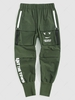 Pantalon Cargo Technique Applique à Imprimé Lettre Graphique Xl Vert profond
