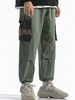 Pantalon Cargo Technique Crayon Contrasté Lettre Graphique avec Poche à Cordon S Vert tortue de mer