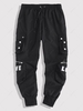 Pantalon Cargo Technique Cœur Brodé avec Bouton Pression Xs Noir