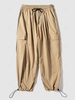 Pantalon Cargo Technique de Couleur Unie à Plusieurs Poches M Kaki