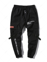 Pantalon Cargo Technique de Jogging à Imprimé Lettre avec Poches à Rabat 2xl Noir
