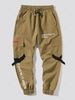 Pantalon Cargo Technique de Jogging à Imprimé Lettre avec Poches à Rabat S Café profond