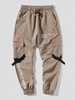 Pantalon Cargo Technique de Jogging à Imprimé Lettre avec Poches à Rabat Xs Café profond