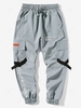 Pantalon Cargo Technique de Jogging à Imprimé Lettre avec Poches à Rabat Xs Gris clair