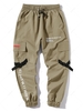 Pantalon Cargo Technique de Jogging à Imprimé Lettre avec Poches à Rabat Xs Kaki léger