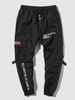 Pantalon Cargo Technique de Jogging à Imprimé Lettre avec Poches à Rabat Xs Noir