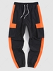 Pantalon Cargo Technique en Blocs de Couleurs avec Poches Xs Orange citrouille
