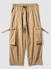 Pantalon Cargo Technique Lâche à Jambe Large en Couleur Unie Esthétique Y2K 2xl Kaki