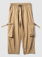 Pantalon Cargo Technique Lâche à Jambe Large en Couleur Unie Esthétique Y2K 2xl Kaki