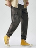 Pantalon Cargo Technique Lettre Applique à Cordon en Velours Côtelé 2xl Gris foncé