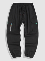 Pantalon Cargo Technique Lettre Brodée Xs Noir