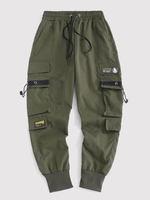 Pantalon Cargo Technique Lettre Patch Streetwear Xs Vert profond