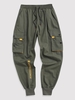 Pantalon Cargo Technique Serré aux Pieds de Couleur Contrastée Streetwear 2xl Vert armée