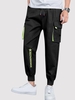 Pantalon Cargo Technique Serré aux Pieds de Couleur Contrastée Streetwear M Noir