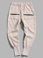 Pantalon Cargo Zippé Détaillé à Cordon Streetwear L Jaune clair
