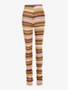 Pantalon Coloré Rayé en Tricot à Taille Haute L Jaune