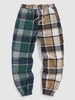 Pantalon Contrasté à Carreaux Imprimé S Café
