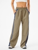 Pantalon Contrasté Fente Latérale à Jambe Large M Café