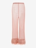 Pantalon Corsaire Métallique en Résille à Jambe Large L Rose clair