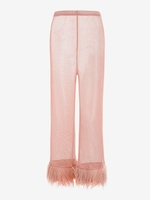Pantalon Corsaire Métallique en Résille à Jambe Large L Rose clair