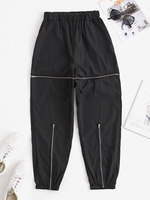 Pantalon Coupe-vent Zippé à Poches sur le Côté Vêtement Technique Pour Femme M Noir