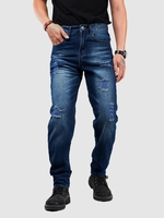 Pantalon Déchiré à Jambe Droite à Braguette Zippée 32 Bleu