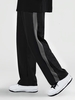 Pantalon Décontracté à Bretelle Tressée en Couleur Jointive L Noir