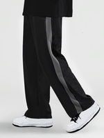 Pantalon Décontracté à Bretelle Tressée en Couleur Jointive M Noir