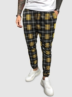 Pantalon Décontracté à Carreaux à Pieds de Poutre Xxxl Jaune