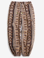 Pantalon Décontracté à Imprimé Ethnique Aztèque Tribal à Cordon L