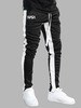 Pantalon Décontracté à Imprimé Lettre en Blocs de Couleurs à Cordon M Noir