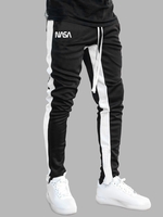 Pantalon Décontracté à Imprimé Lettre en Blocs de Couleurs à Cordon Xl Noir