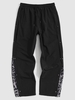 Pantalon Décontracté à Imprimé Léopard avec Bouton-Pression M Noir