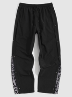 Pantalon Décontracté à Imprimé Léopard avec Bouton-Pression M Noir
