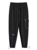 Pantalon Décontracté Bouclé Applique Lettre Brodée à Cordon M Noir