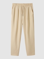 Pantalon Décontracté en Couleur Unie à Cordon S Café lumière